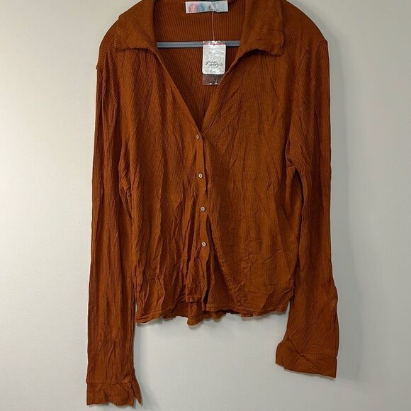 NWT Free People Beach Button Down Shirt XS - Picture 1 of 6